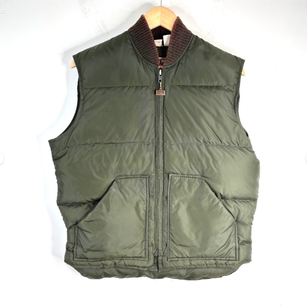 VTG Walls Blizzard Pruf Goose Down Puffer Vest Green Pockets Made in USA Outdoor